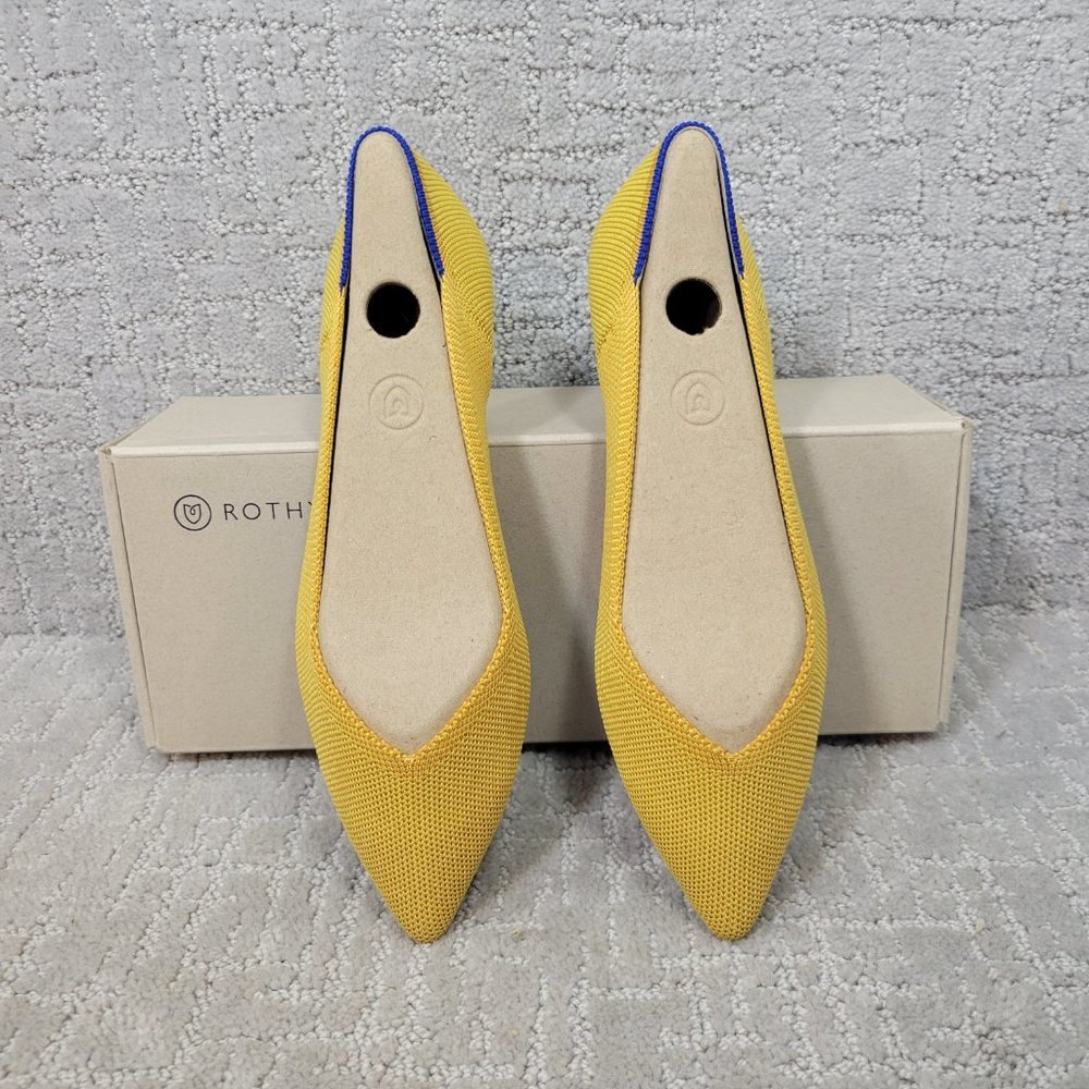 Rothys The Point Yellow Marigold Pointed Toe Flats Slip on Shoes Multiples Sizes